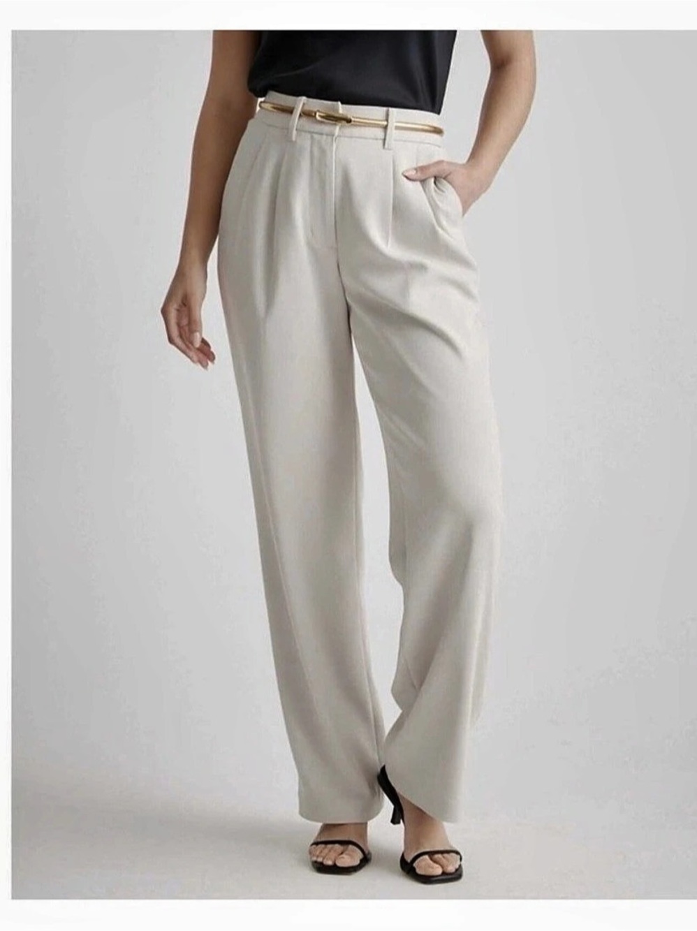 *NWT* Quince Stretch Crepe Classic Trouser - Sand - Size 12